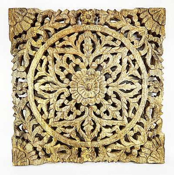 Wandbild 3D Blumen Dekor aus Mango Holz Mandala